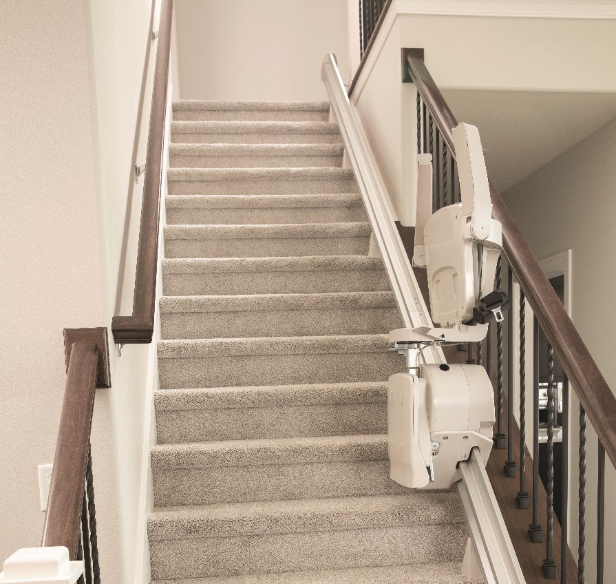 Bruno Elan Straight Stairlift Chair Fully Folded for Home